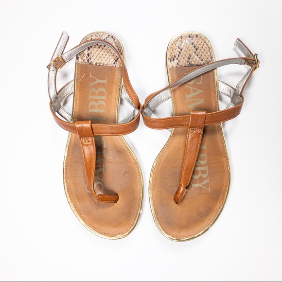 Sam & Libby Shoes - Sam & Libby Brown + Faux Snakskin Sandals